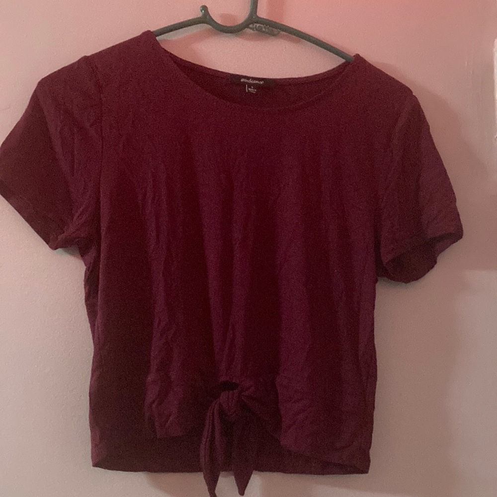 Ambiance L dark red crop shirt
